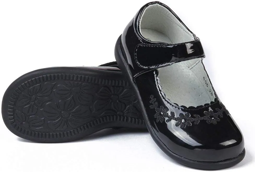 MK MATT KEELY Girls' Black Leather Shoes School Uniform Leisure Mary Jane Princess Shoes