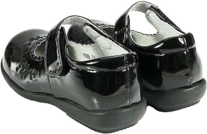MK MATT KEELY Girls' Black Leather Shoes School Uniform Leisure Mary Jane Princess Shoes