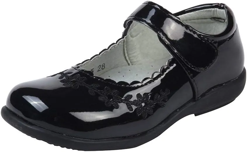 MK MATT KEELY Girls' Black Leather Shoes School Uniform Leisure Mary Jane Princess Shoes