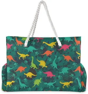 MNSRUU Large Beach Bag, Floral Cherry Blossoms And Branches Pink Tote Bag Travel Gym Bag with Waterproof Pocket Compartment
