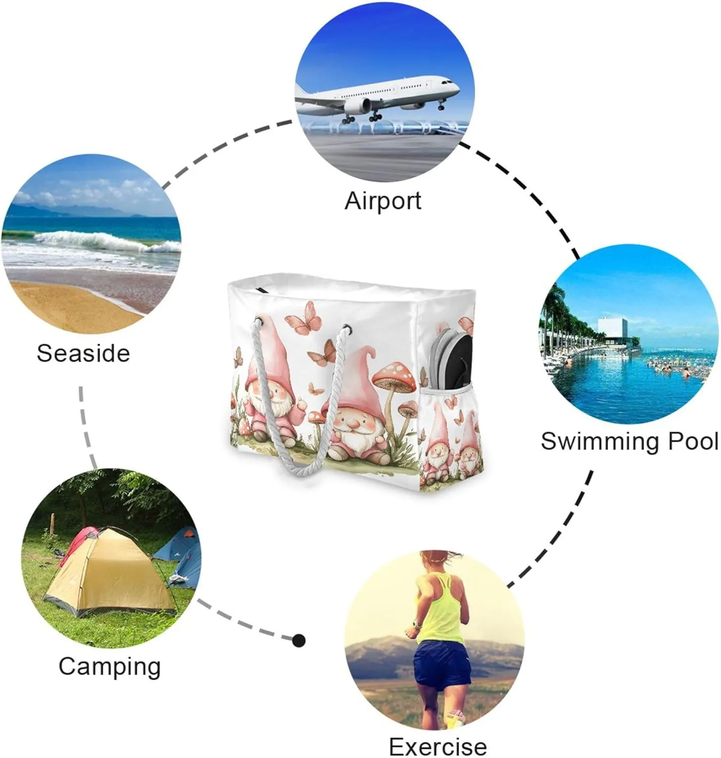 MNSRUU Large Beach Bag for Women, Summer Ocean Tote Travel Gym Swim Bag