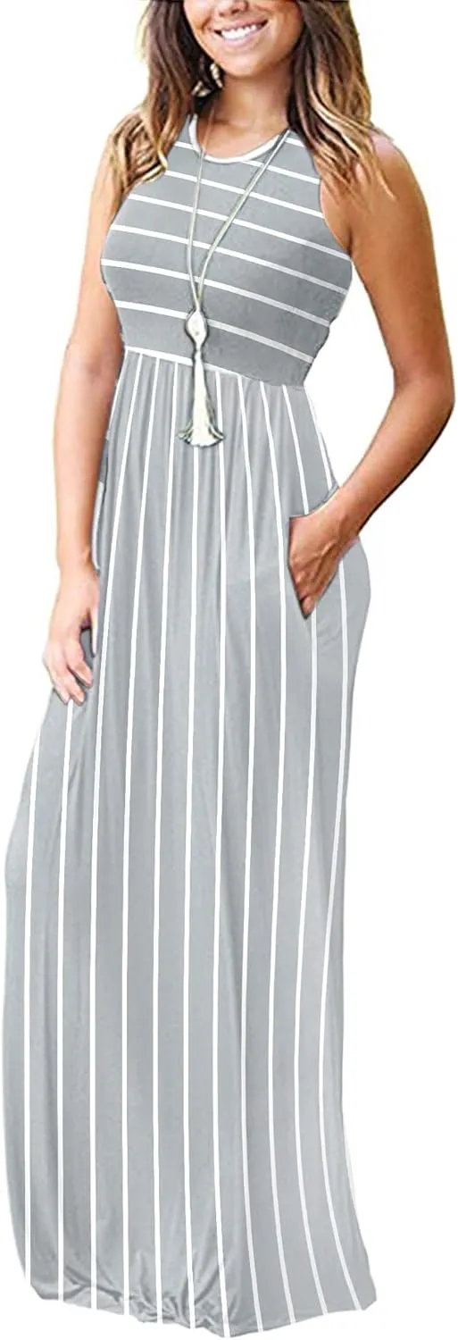 MOLERANI Women's Loose Plain Maxi Dresses Casual Long Dresses with Pockets