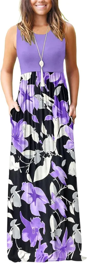 MOLERANI Women's Loose Plain Maxi Dresses Casual Long Dresses with Pockets