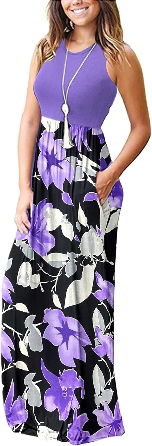 MOLERANI Women's Loose Plain Maxi Dresses Casual Long Dresses with Pockets