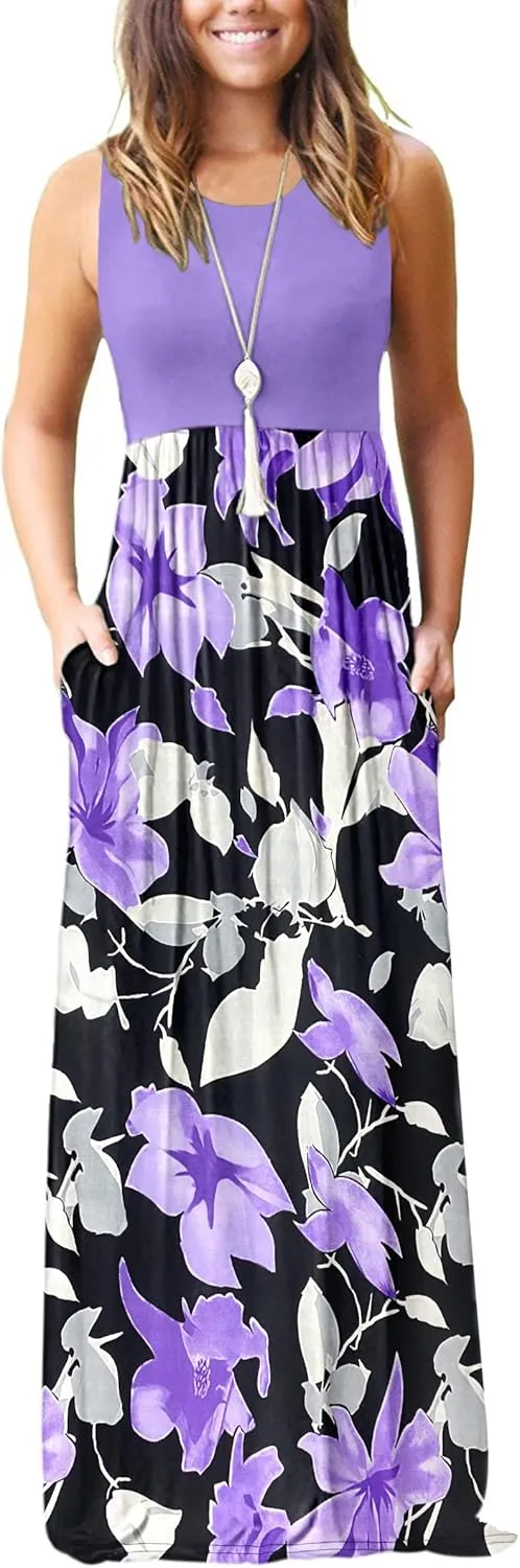 MOLERANI Women's Loose Plain Maxi Dresses Casual Long Dresses with Pockets