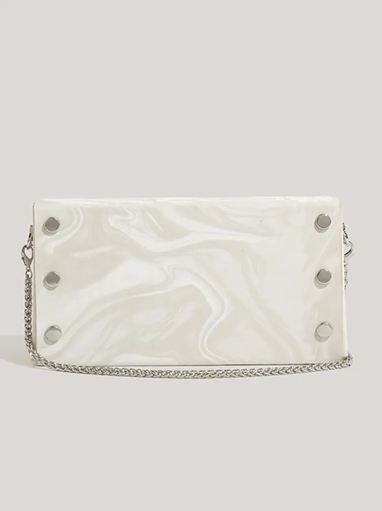 Molodo Women's Shoulder Bag Vegan Leather Chain-Link Pochette Stylish Clutch Bag Handbag Purses