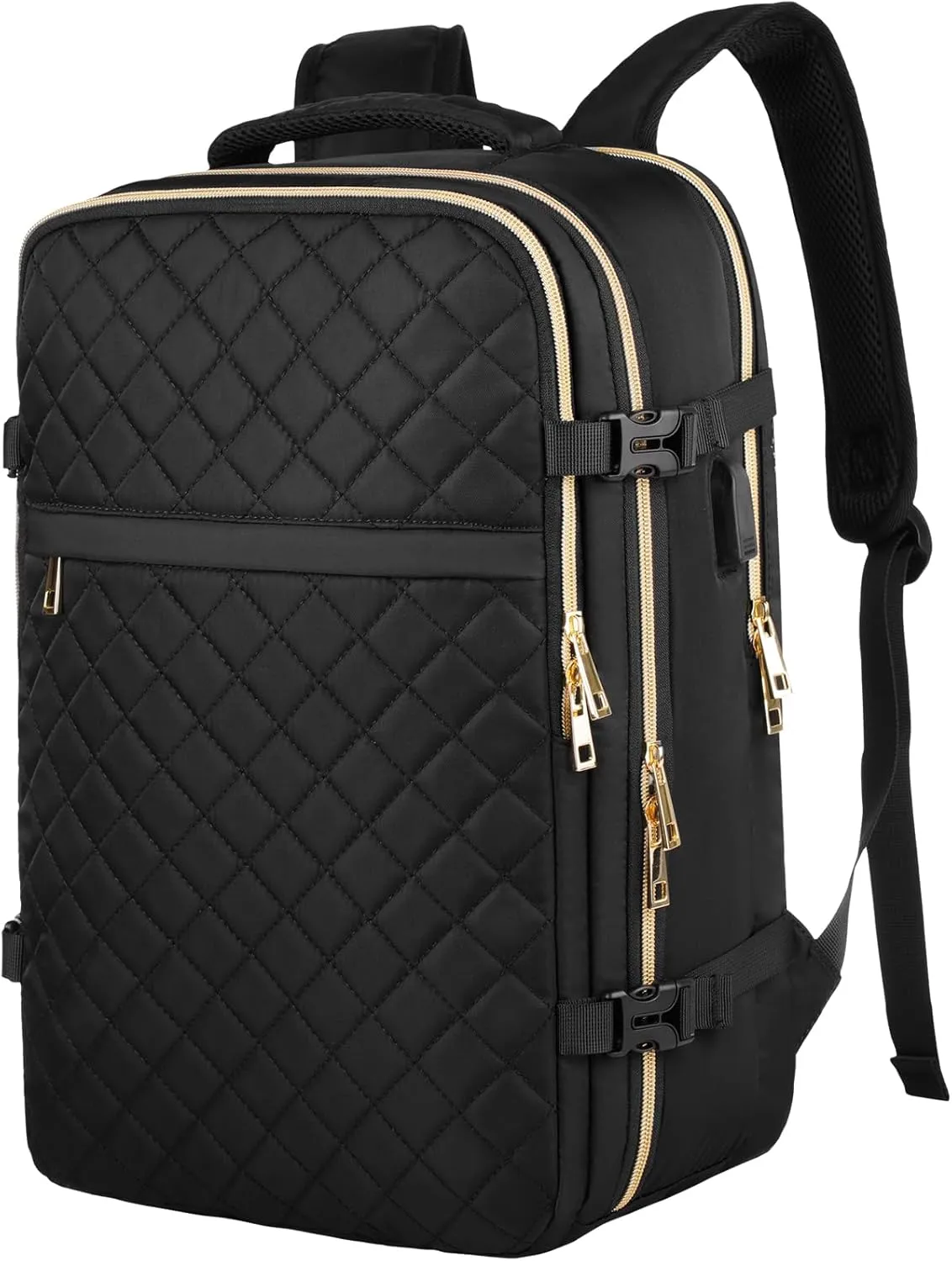 MOMUVO Travel Backpack for Women, Carry On Backpack Airline Approved, 15.6 Inch Laptop Backpack with USB Charging Port, Casual Daypack for Weekender Business College, Black