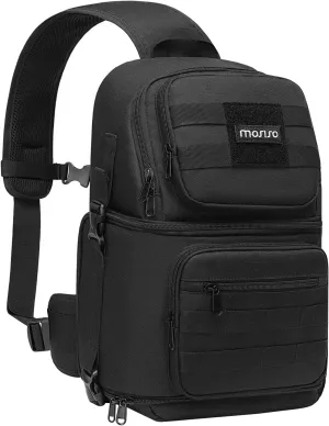 MOSISO Camera Sling Bag,DSLR/SLR/Mirrorless Tactical Camera Crossbody Bag Case Photography Slingpack with Tripod Holder&Removable Modular Inserts Compatible with Canon/Nikon/Sony/Fuji, Black