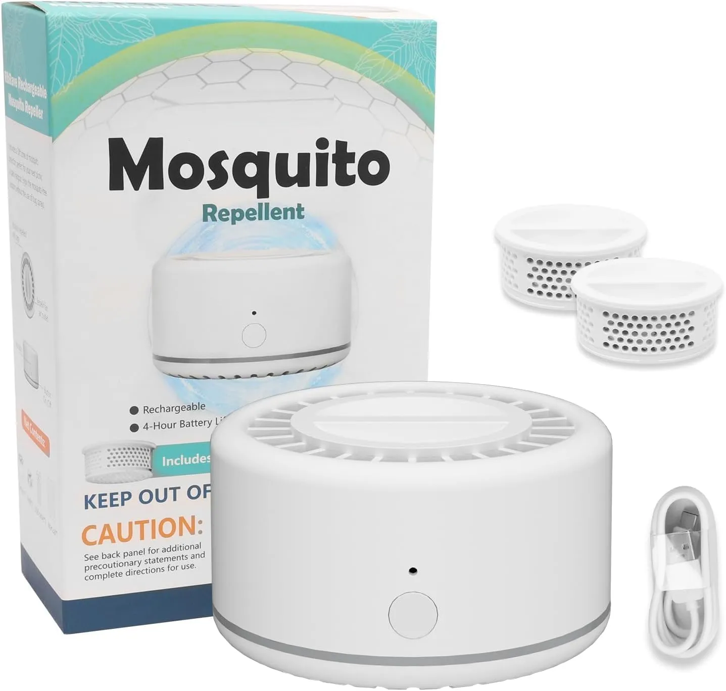 Mosquito Repellent Outdoor Patio Rechargeable Mosquito Repeller Indoor 30 ft Mosquito Free Protection Camping Hiking Outing (White)