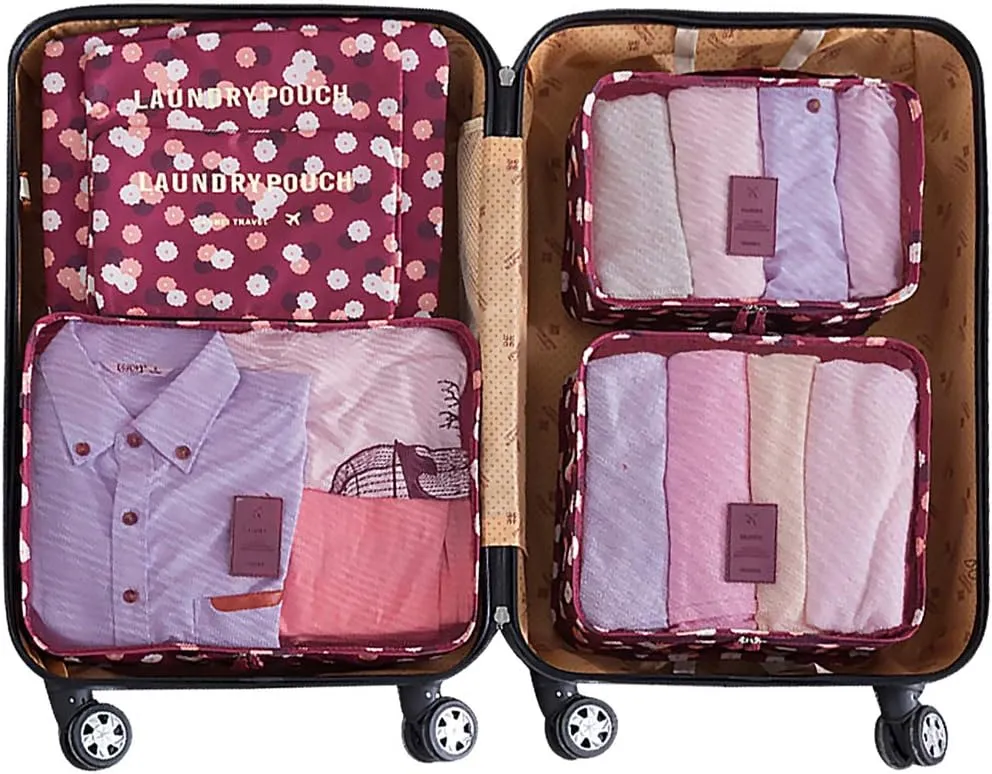 Mossio 7 Set Packing Cubes with Shoe Bag - Travel Carry On Luggage Organizer
