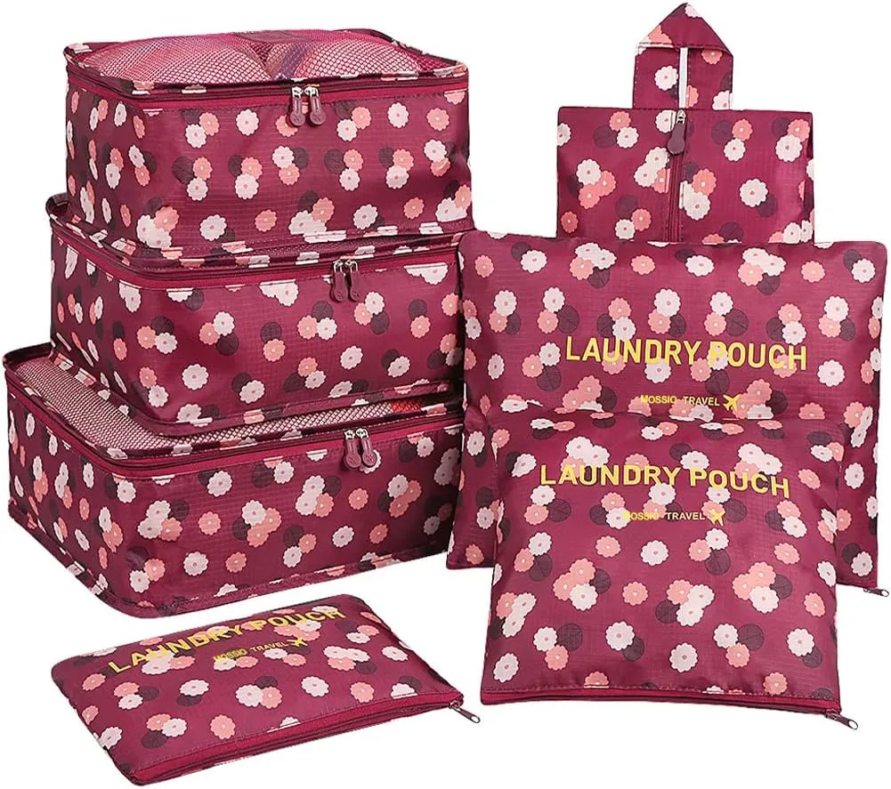 Mossio 7 Set Packing Cubes with Shoe Bag - Travel Carry On Luggage Organizer