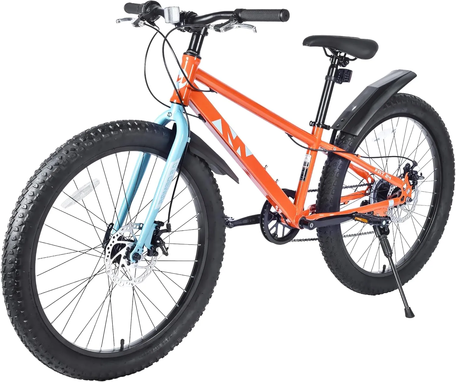 Mountain Bike 20/24 Inch, 3" Wide Fat Tire Snow Mountain Bikes, 7 Speeds Kids Teen Student Bicycles,Steel Frame Disc Brake，3 Colors