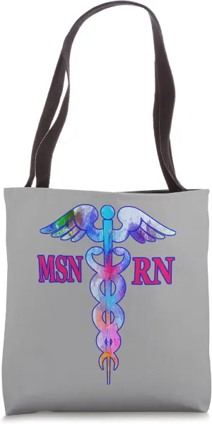MSN Registered Nurse RN Caduceus Nursing Emblem Graphic Role Tote Bag