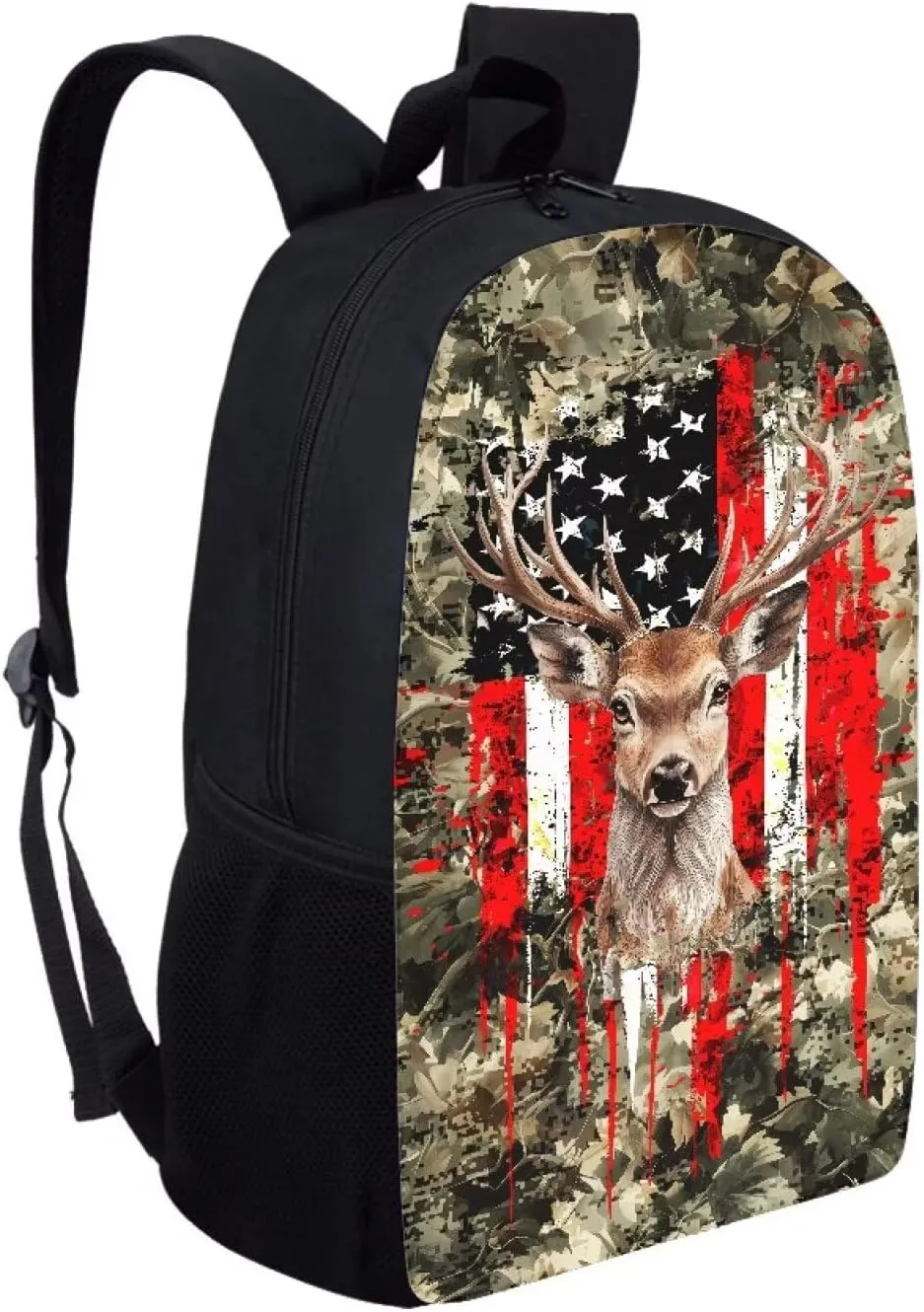 Mumeson American Deer Casual Backpack for Middle High School Kid Rucksack Bookbag for Travel Daily Daypack Back to School Supplies for Teens