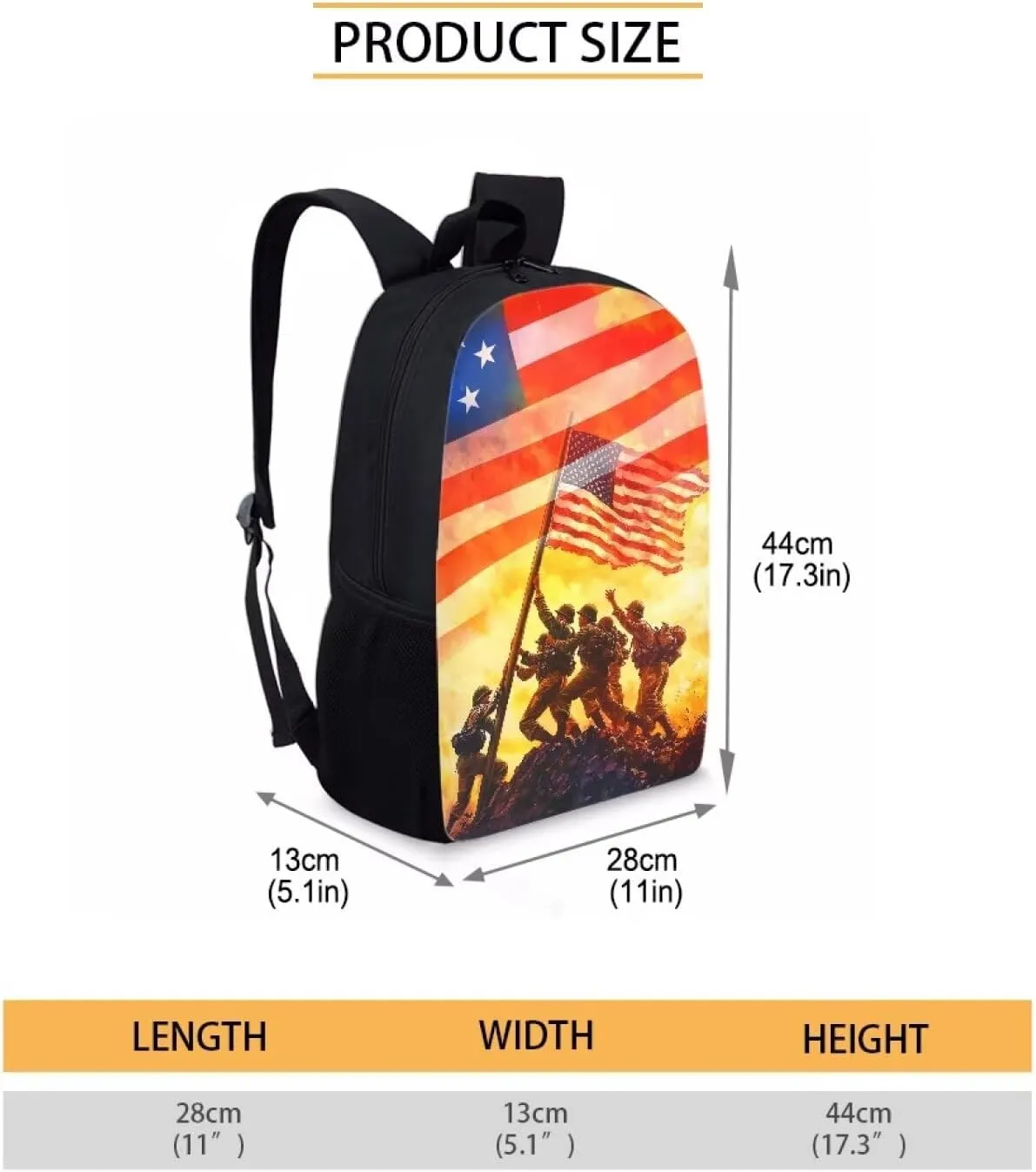 Mumeson American Flag Schoolbags for Middele School Lightweight Back to School Supplies Bookbags Laptop Backpack Large 17 Inches Daypack