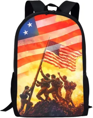 Mumeson American Flag Schoolbags for Middele School Lightweight Back to School Supplies Bookbags Laptop Backpack Large 17 Inches Daypack