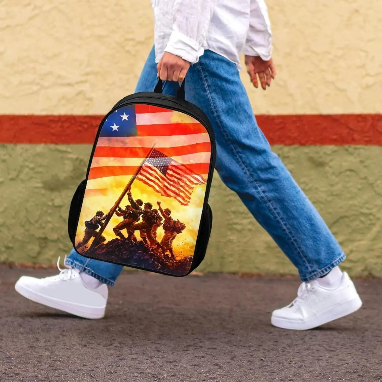 Mumeson American Flag Schoolbags for Middele School Lightweight Back to School Supplies Bookbags Laptop Backpack Large 17 Inches Daypack