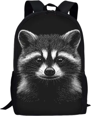 Mumeson Animal Raccoon Print Schoolbags Lightweight Back to School Supplies Bookbags Laptop Backpack Large 17 Inches Backpack Daypack