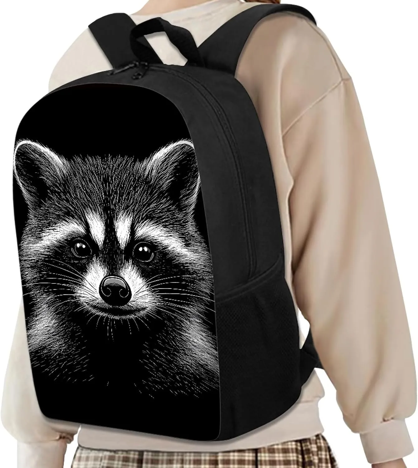 Mumeson Animal Raccoon Print Schoolbags Lightweight Back to School Supplies Bookbags Laptop Backpack Large 17 Inches Backpack Daypack