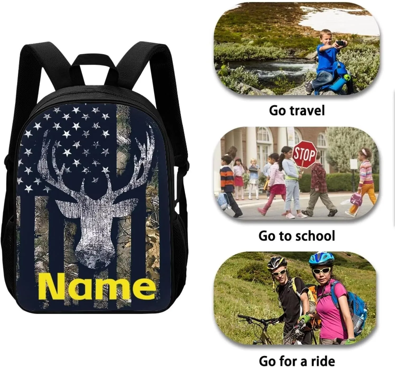 Mumeson Customized Personalization Schoolbag Kids Backpack, Adult Laptop Tablet Notebook Holder Backpack Multi Pocket Bookbags Casual Rucksack for Middle School