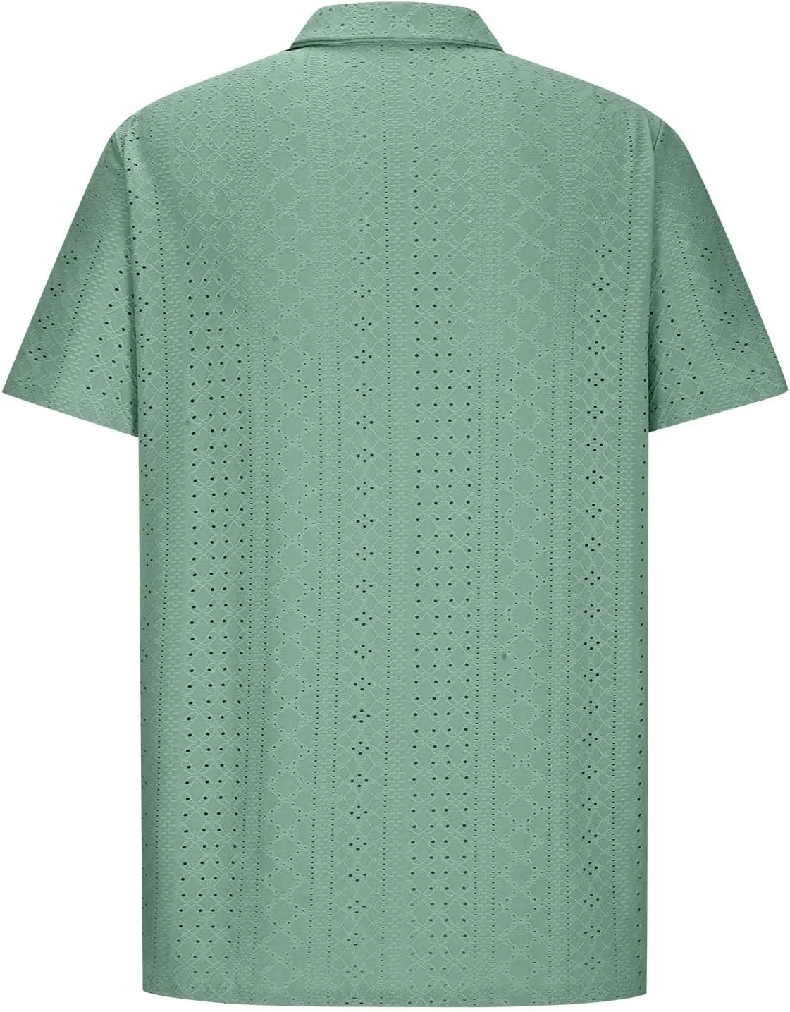 Muscularfit Mens Big and Tall Button Down Shirts Summer Short Sleeve Eyelet Shirts Casual Beach Tops Muscle Basic T Shirts