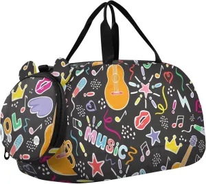 Musical Objects Holiday Signs Duffel Bags for Boys Small Gym Bags for Teens Dance Bag for Girls
