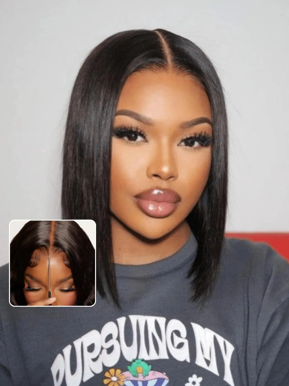 Nadula Bye Bye Knots Short Straight Bob Wig Pre Everything Glueless 13x4 Pre-Cut Lace Front Wig Human Hair with Put on and Go Short Bob Wigs Pre Plucked and Bleached Knots 150% Density 14 inch