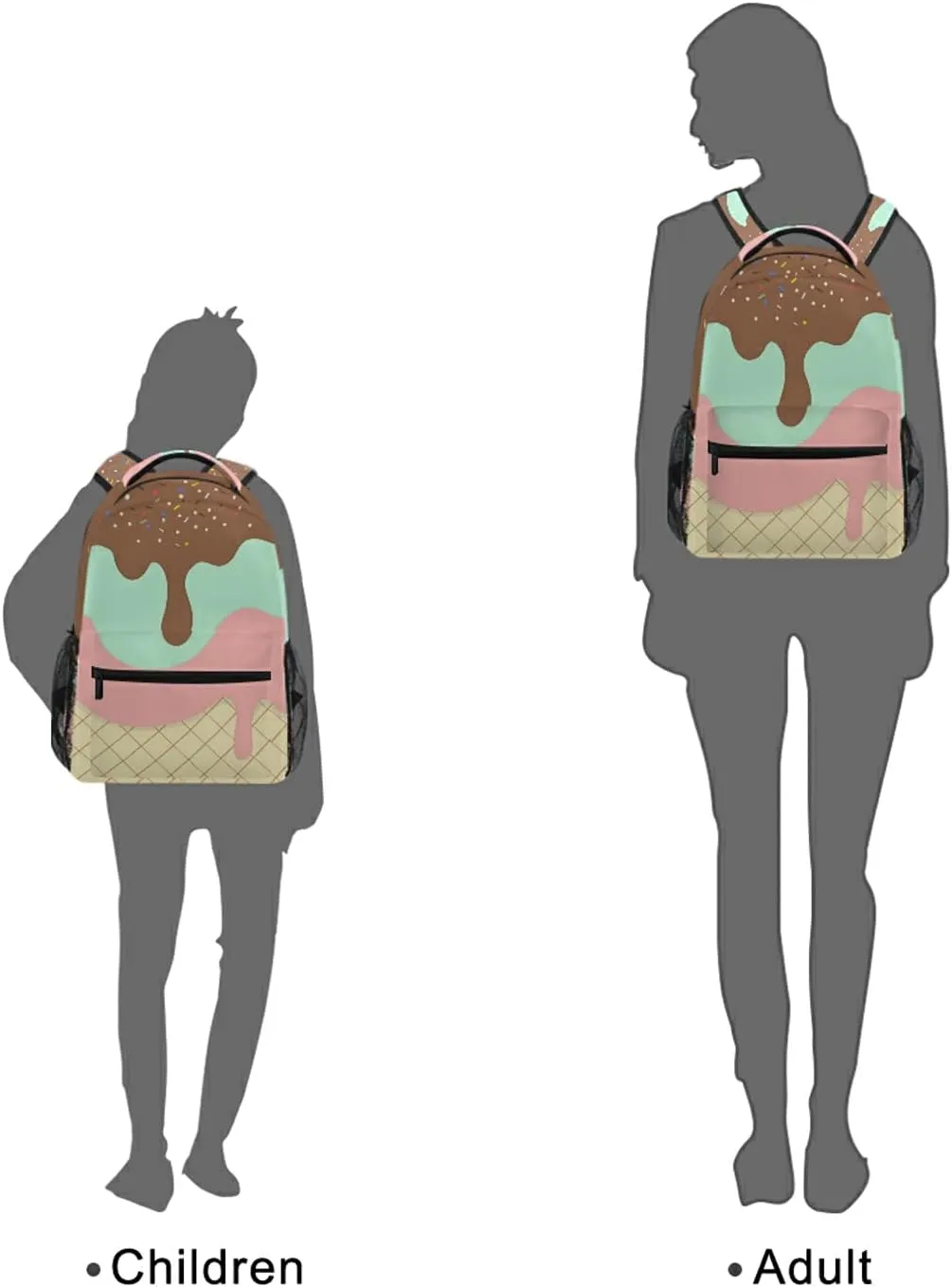 Name Personalized Bookbags Laptop Backpack for High School Adult Men Colorful Sweet Ice Cream Travel College Teens Student Casual Shoulder Daypack Customed