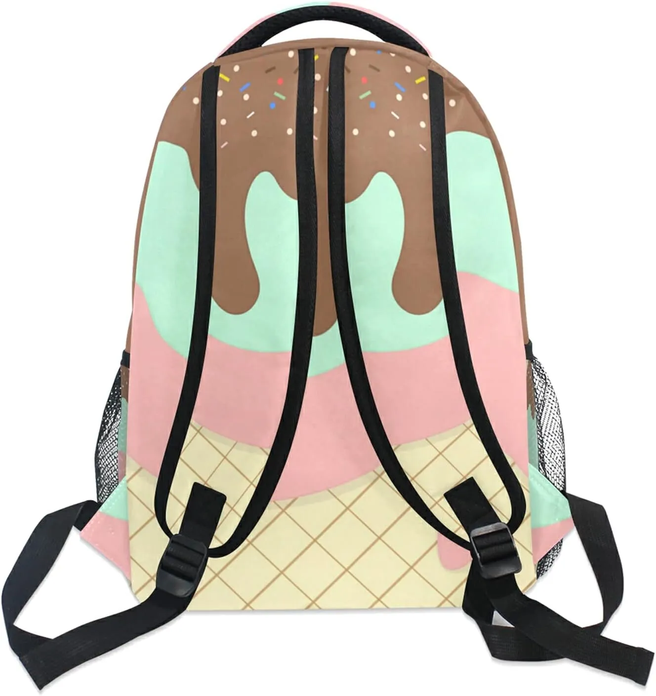 Name Personalized Bookbags Laptop Backpack for High School Adult Men Colorful Sweet Ice Cream Travel College Teens Student Casual Shoulder Daypack Customed