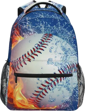 Nander Backpack Travel Fire Water Baseball School Bookbags Shoulder Laptop Daypack College Bag for Womens Mens Boys Girls