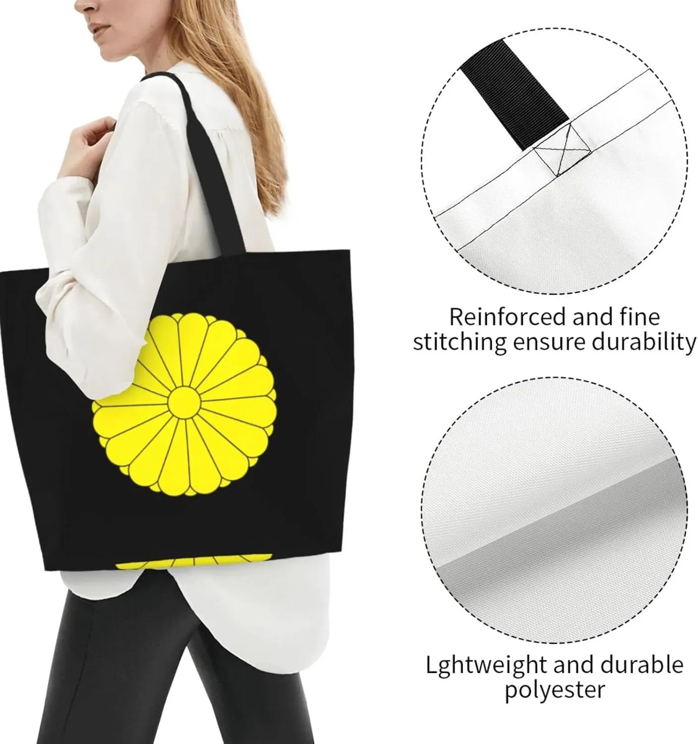 National Emblem Of Japan Women'S Lightweight Canvas Handbag Reusable Shopping Bag