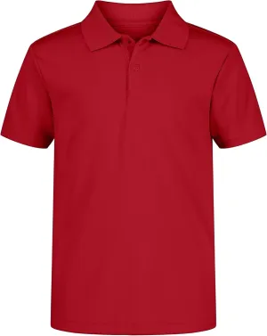 Nautica Boys' School Uniform Short Sleeve Polo Shirt, Button Closure, Moisture Wicking Performance Material