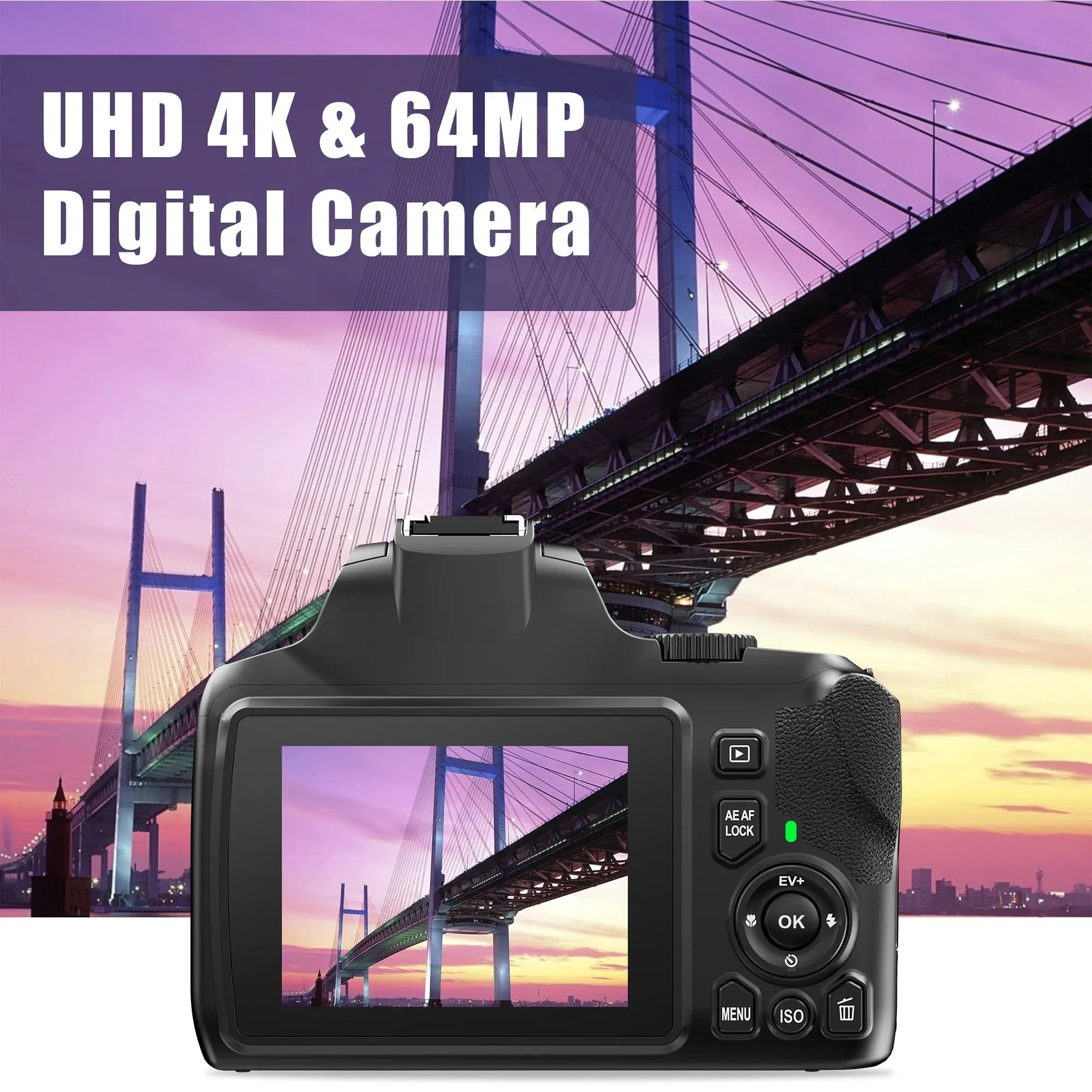 New Digital Camera 4K 64MP SLR Camera Digital Photography Camera 10X Optical Zoom Youtuber Camera Webcam Digital Photography