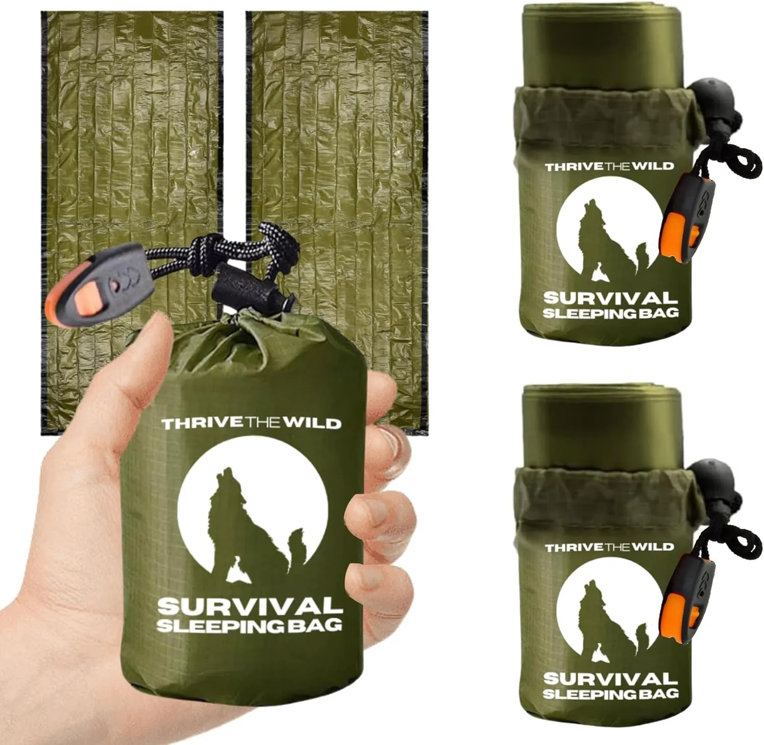 Next-Gen 2-Pack Emergency Sleeping Bags – ThermoShield™ Tech for Extreme Warmth – Reinforced Waterproof Bivy Sack with Survival Whistle – Compact & Essential for Camping & Outdoors