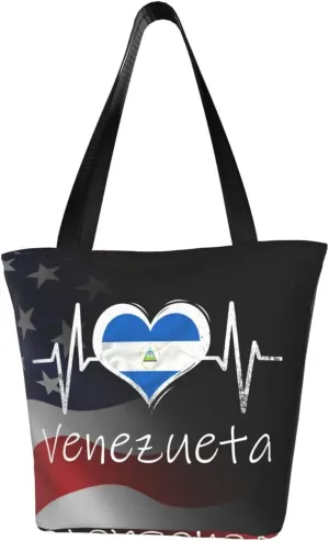 Nicaragua Flag Heartbeat Fashion Shoulder Bag Large Capacity For Man Or Woman