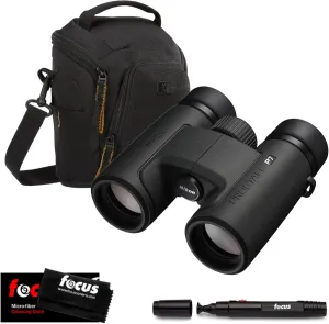 Nikon Prostaff P7 8X42 Binoculars Bundle with DSLR and Mirrorless Camera Shoulder Bag (Black), Focus Lens Cleaning Pen, and Focus Microfiber Cleaning Cloth (4 Items)