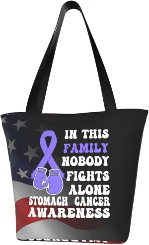 Nobody Fights Alone Multiple Stomach Cancer Awareness Fashion Shoulder Bag Large Capacity For Man Or Woman