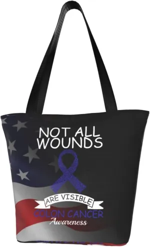 Not All Wounds Are Visible Colon Cancer Awareness Fashion Shoulder Bag Large Capacity For Man Or Woman