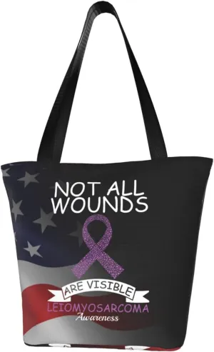 Not All Wounds Are Visible Leiomyosarcoma Awareness Fashion Shoulder Bag Large Capacity For Man Or Woman