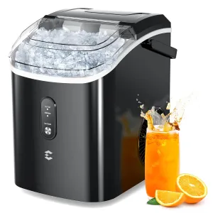 Nugget Ice Maker - Compact Countertop, 33 LBS/24 H, Self-Cleaning Pebble Ice Maker for Home, Kitchen, RV, Camping