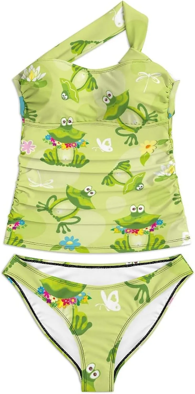 Nugier Women 2PCs Swimsuit, Padded Swimwear Bikini Tummy Control Bathing Suit (S-2XL)