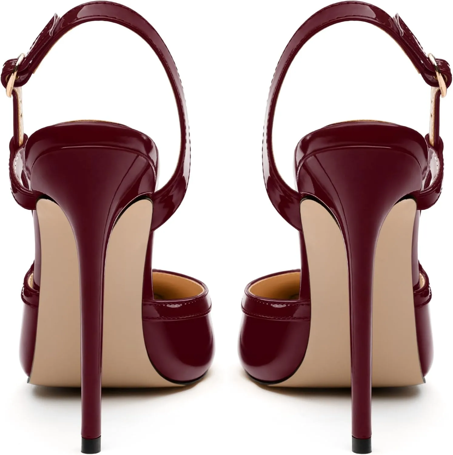 NUMALEO Women's Pointed Toe High Stiletto Heels Slingback High Heel Pumps Backless Patent Leather Fashion Sexy Dress Shoes for Women