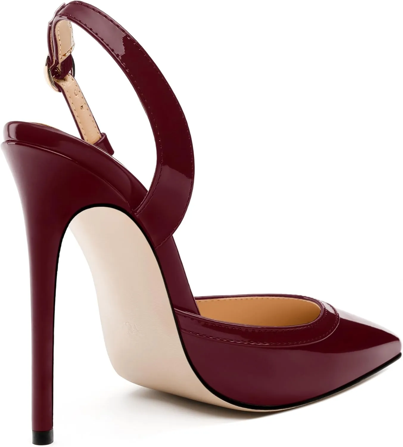 NUMALEO Women's Pointed Toe High Stiletto Heels Slingback High Heel Pumps Backless Patent Leather Fashion Sexy Dress Shoes for Women