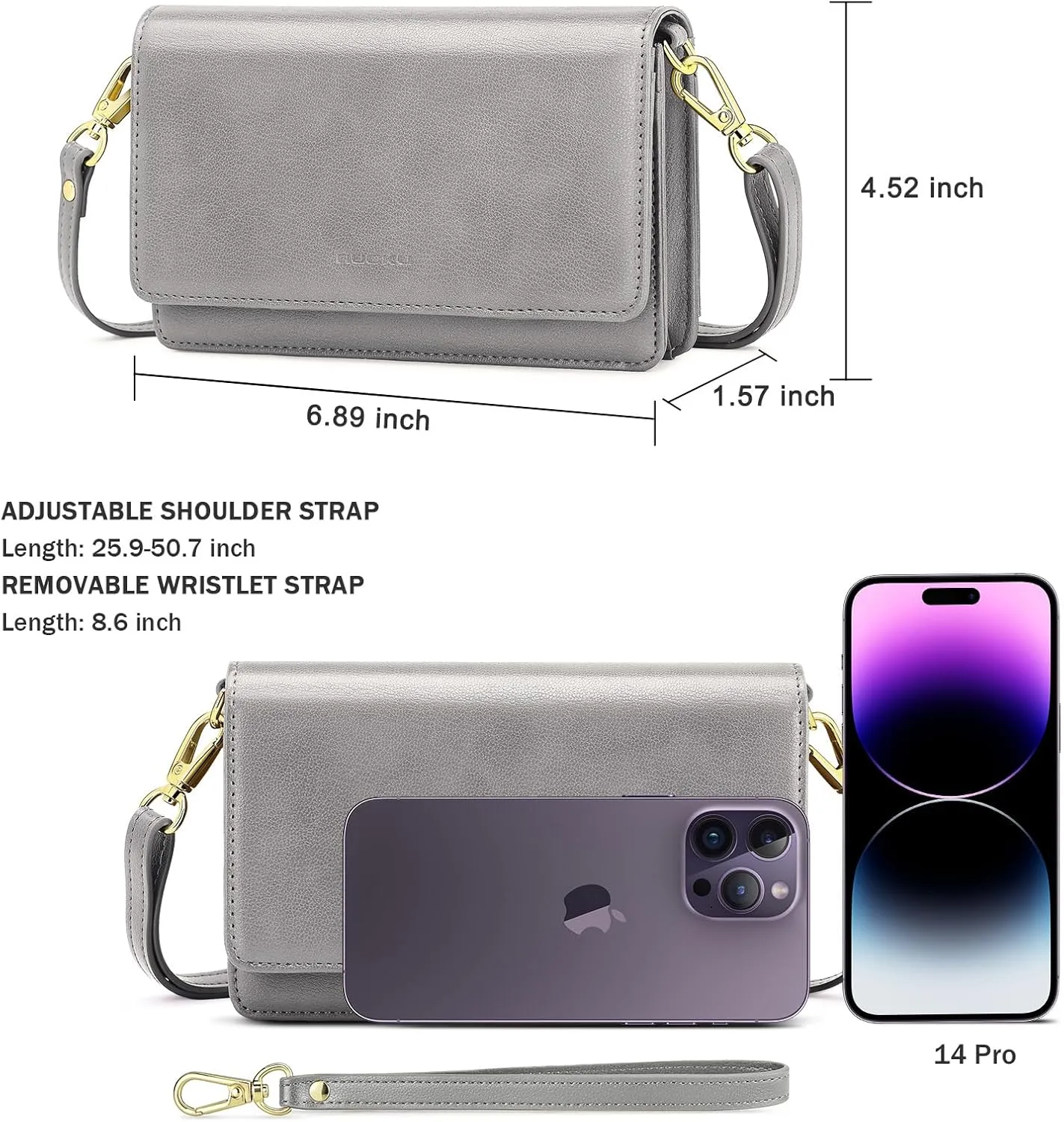 nuoku Small Crossbody Bags for Women, Small Crossbody Purse with Card Slots, Cell Phone Purse for Women with Phone Pocket