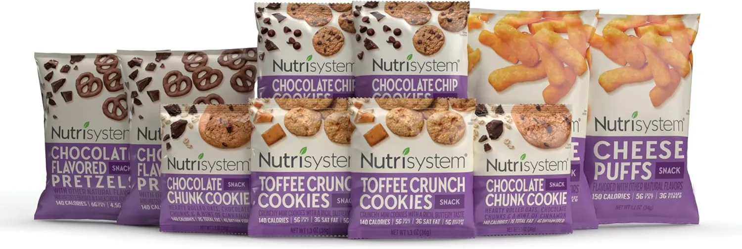 Nutrisystem® Movie Night Chocolate Chip Cookies and Cheese Puffs, Helps Support Weight Loss - 10 Count