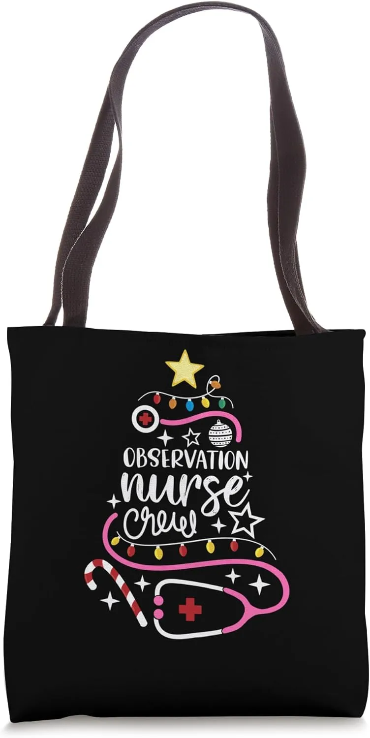 Observation Nurse Crew Merry Christmas Patient Monitoring NP Tote Bag