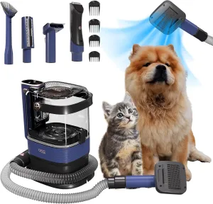 ONE Products Low Noise Dog Hair Vacuum & Dog Grooming Kit with 3.2L Large Capacity for Shedding Grooming Hair, Quiet Pet Grooming Tools, 5 Replaceable Heads, and 4 Combs