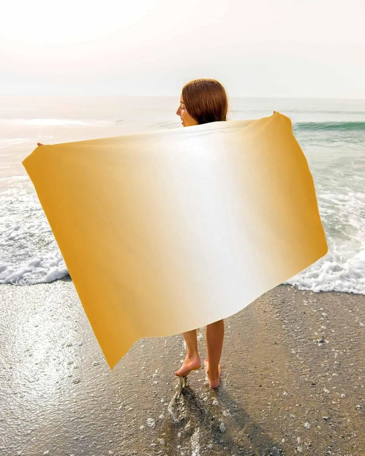 Orange Beach Towel 31"x61" Microfiber Beach Towels Oversized Sand Free Quick Dry Beach Towel/Bath Towels/Yoga Towel/Pool Towels/Travel Towel for Women Men Girls Kids-Gradient