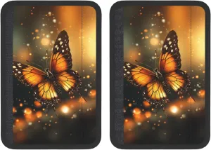 Orange Butterfly Car Seat Belt Pad 2 Pack Universal Fit Seatbelt Cover Soft and Comfortable Backpack Shoulder Pad Adjustable Neck Cushion Protector Harness Pad for Car Bag