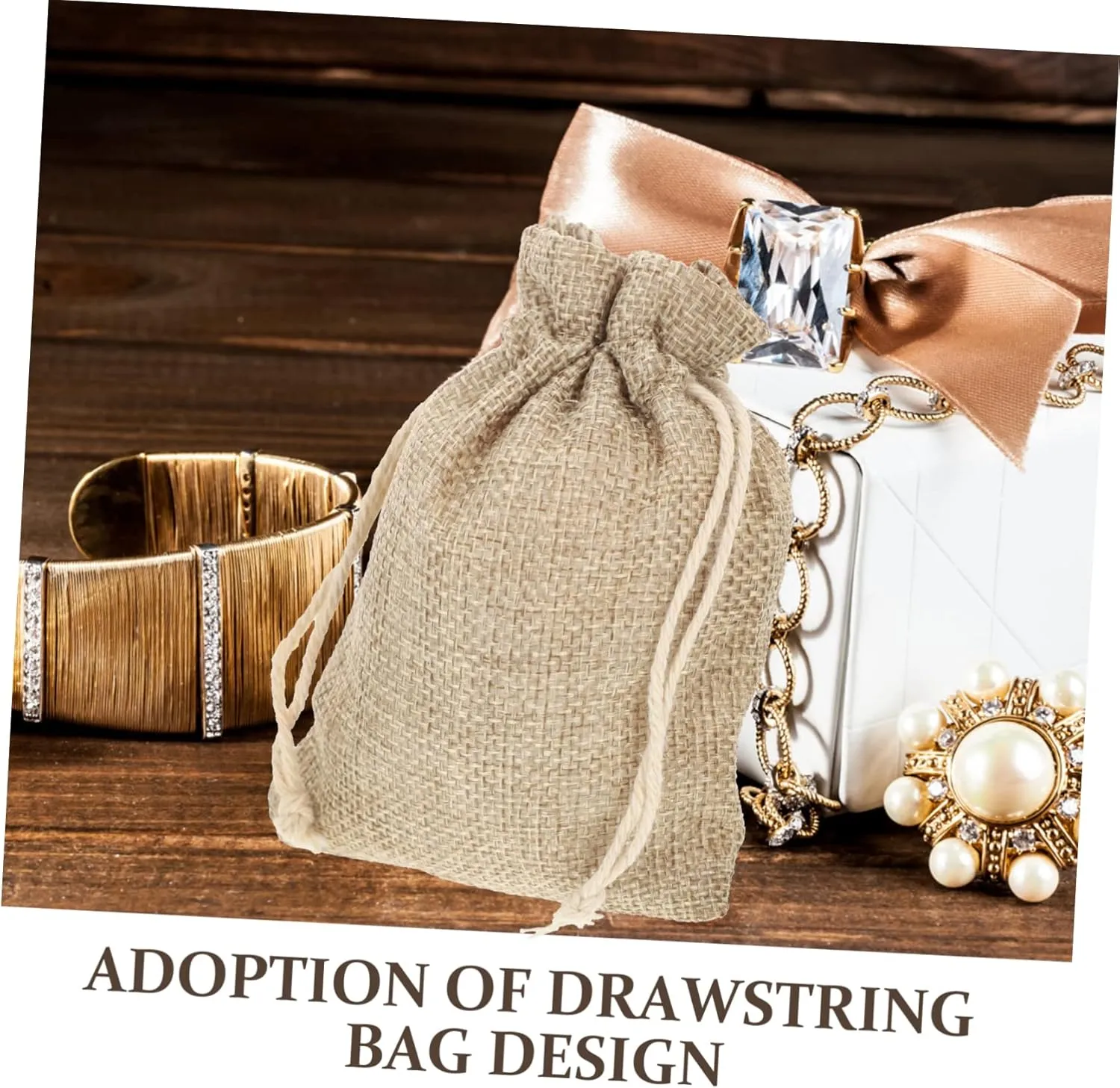 ORFOFE Pcs Linen Drawstring Bags Jewelry Storage Bags Reusable Lint Favor for Wedding Party Candy Compact